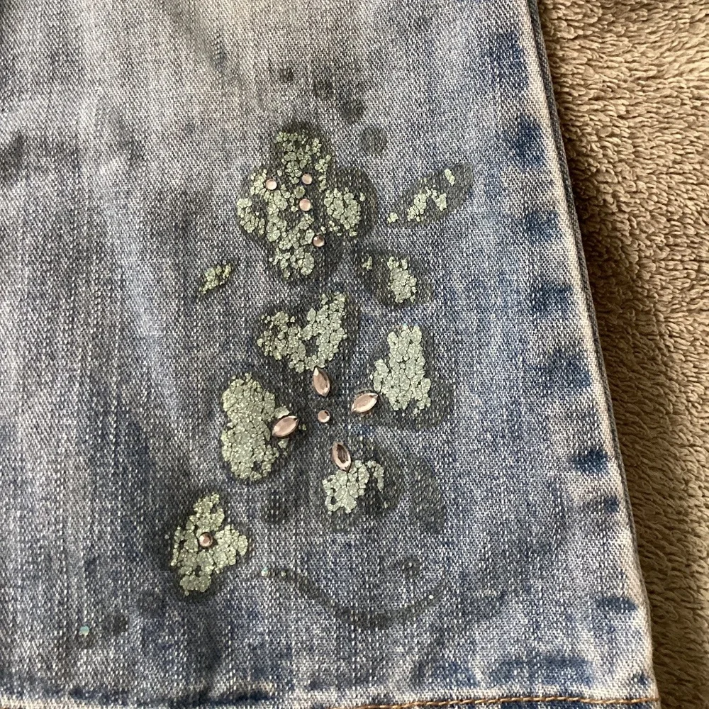GAP Girl Distressed Flare Jeans Size 6 Slim Flower Adjustable